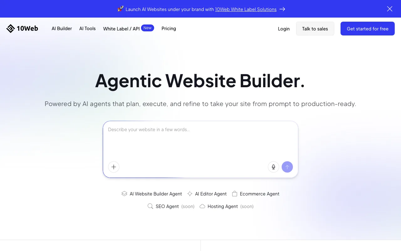 10Web homepage