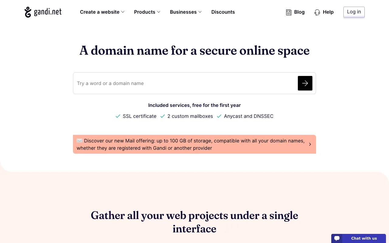 Gandi homepage