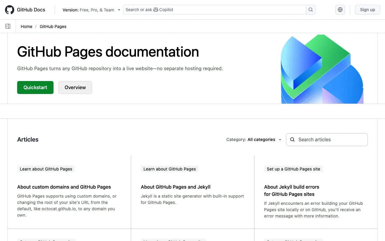 GitHub Pages homepage