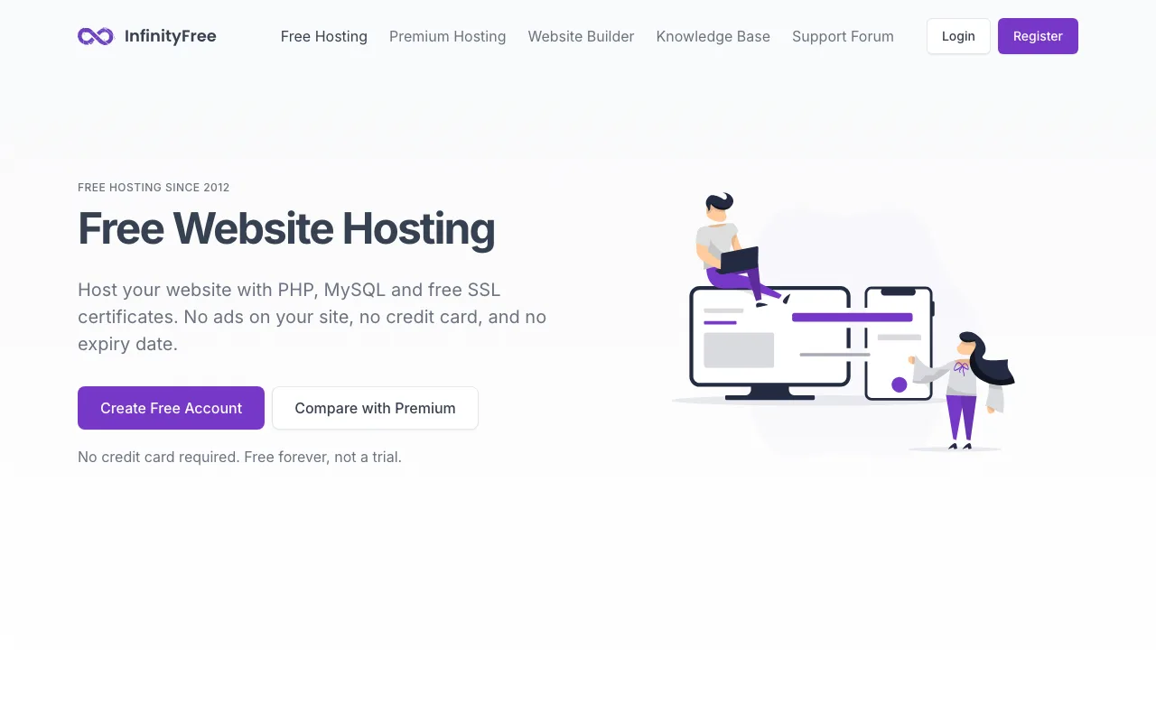 InfinityFree homepage