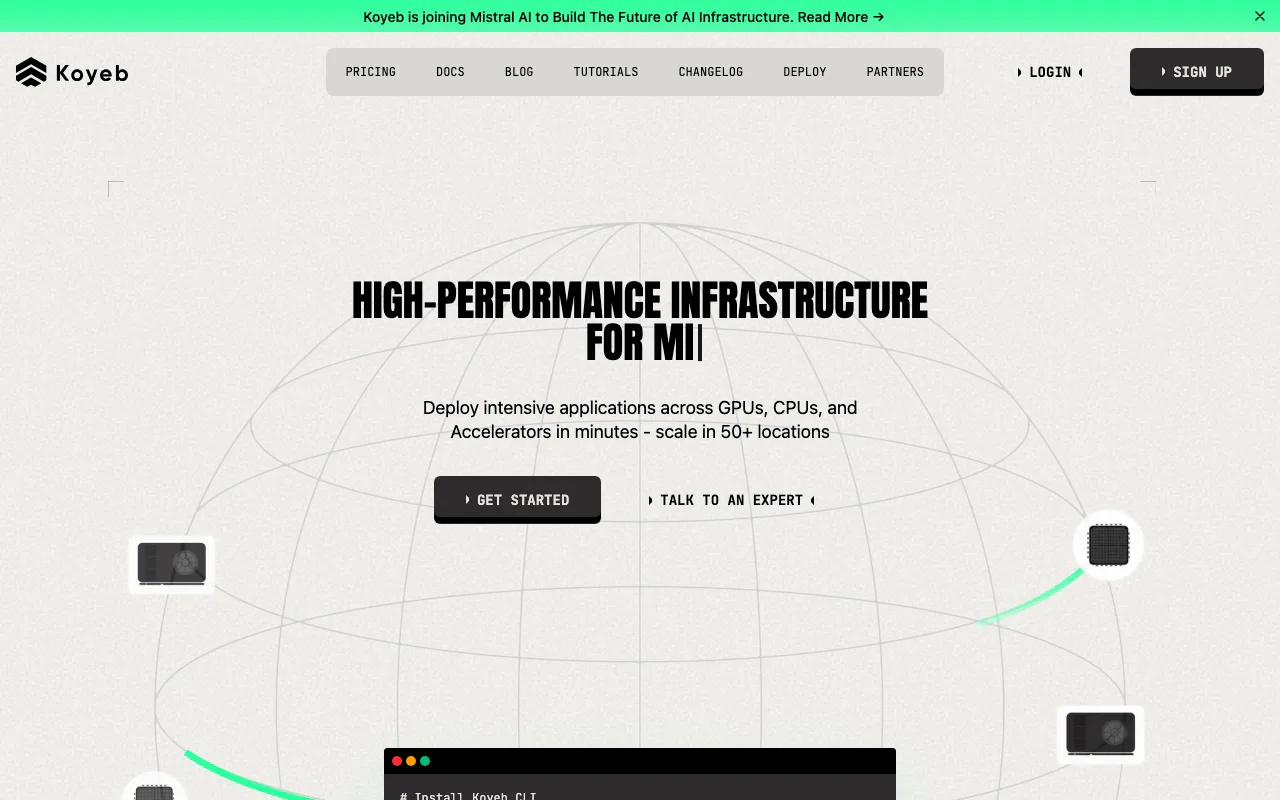 Koyeb homepage