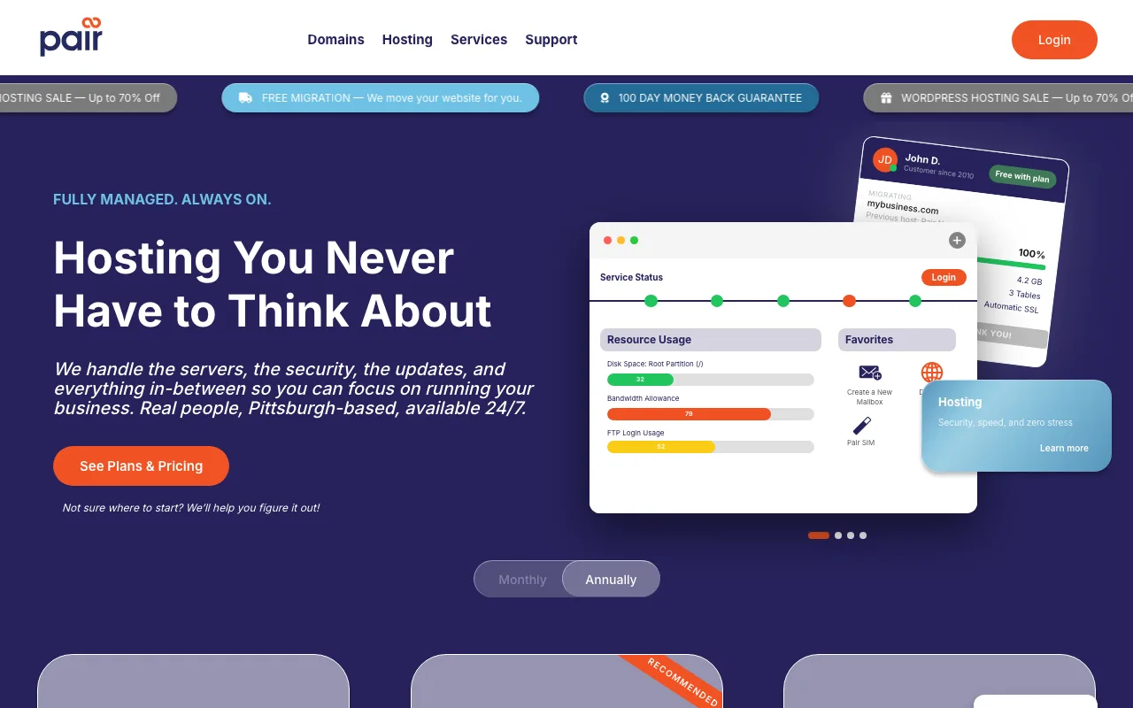Pair Networks homepage