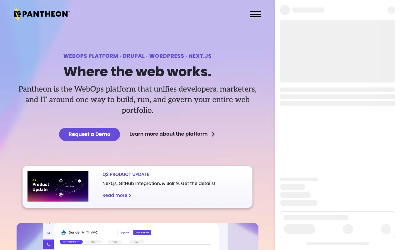 Pantheon homepage