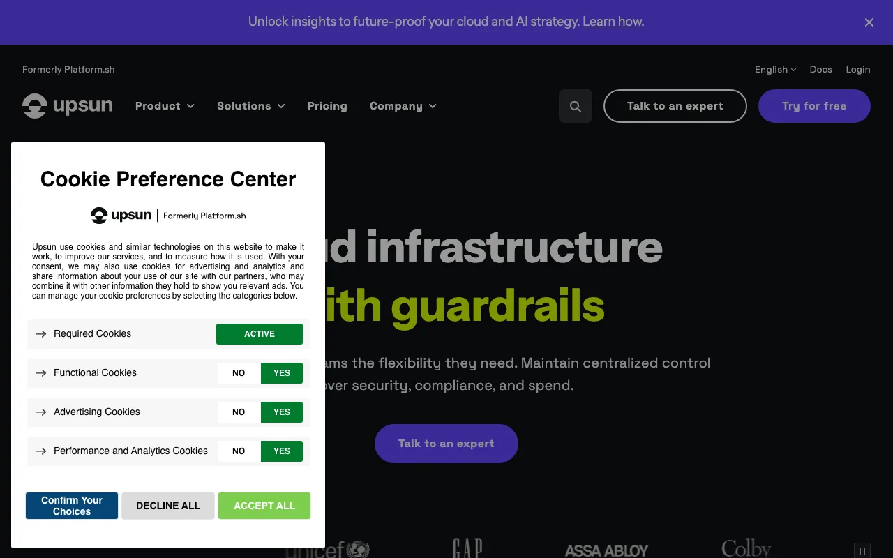Platform.sh homepage
