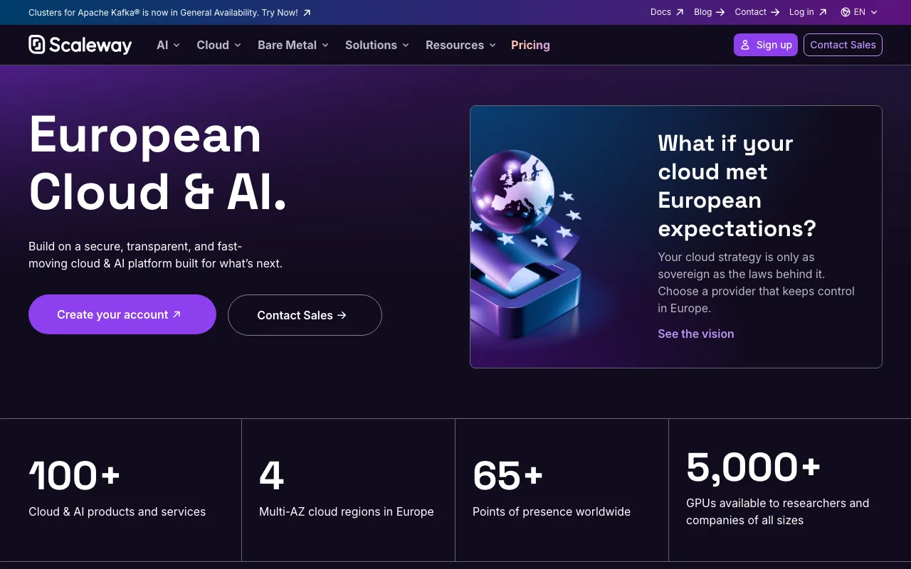 Scaleway homepage