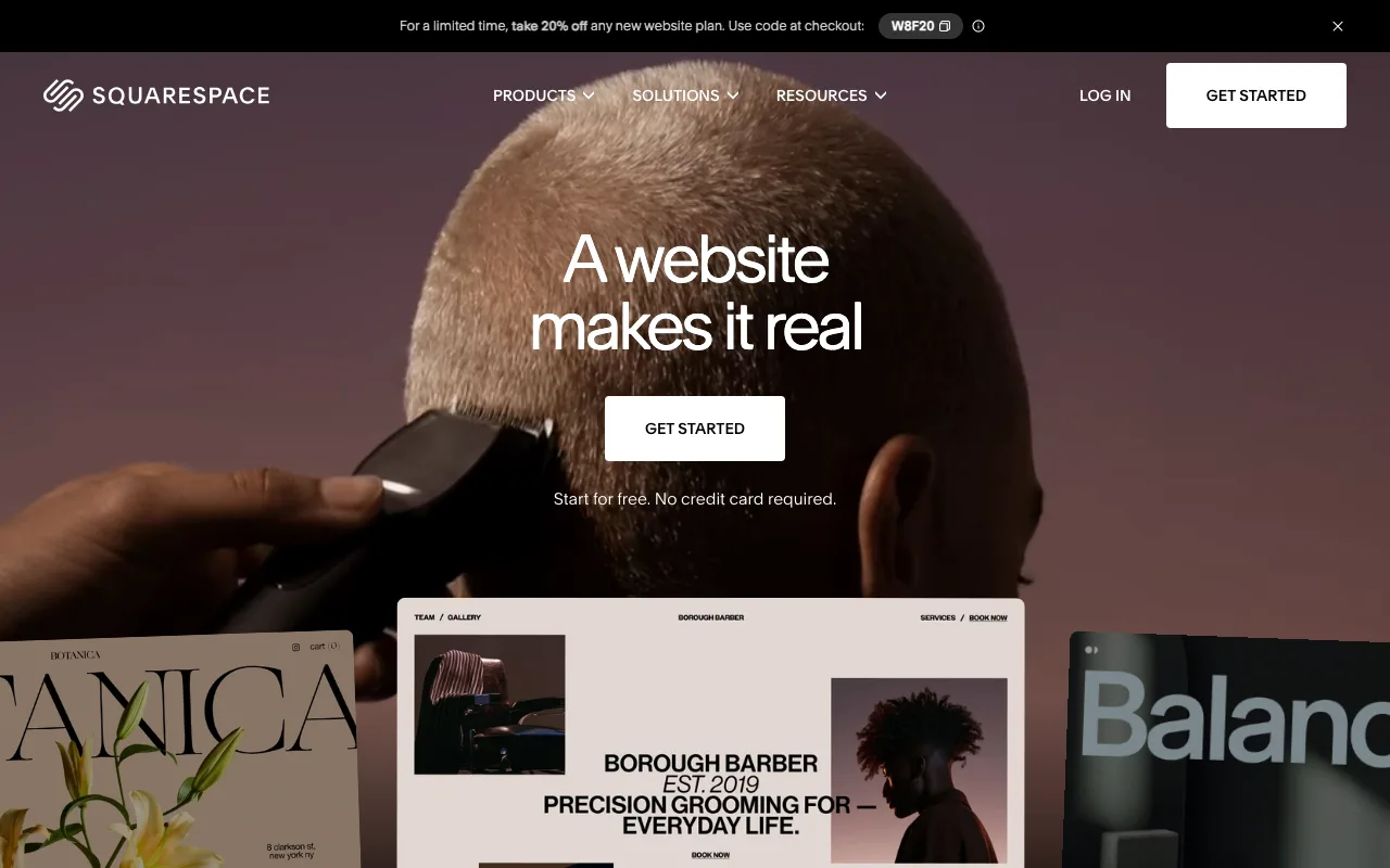 Squarespace homepage