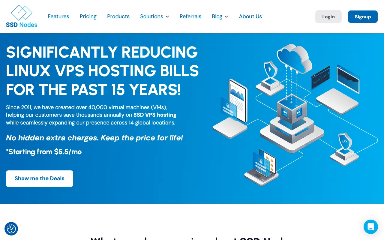 SSD Nodes homepage