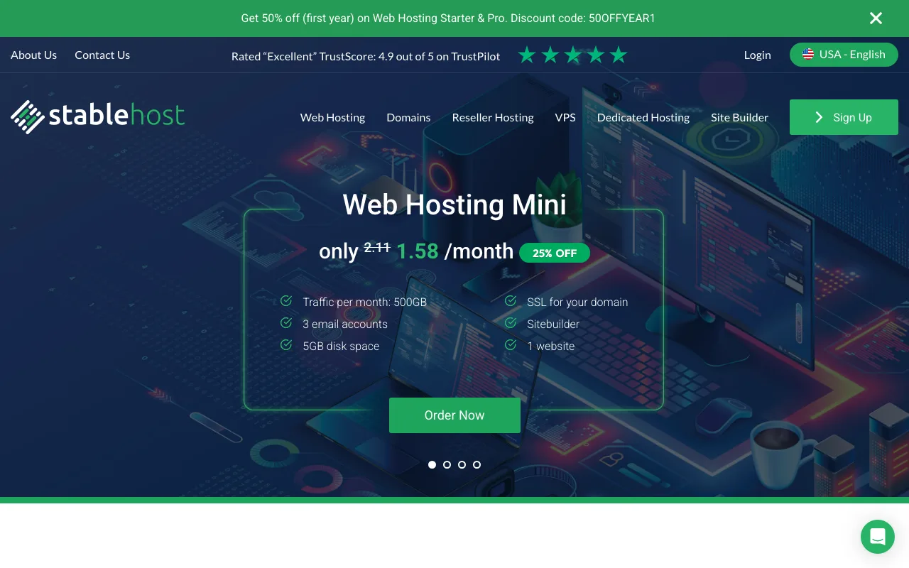 StableHost homepage