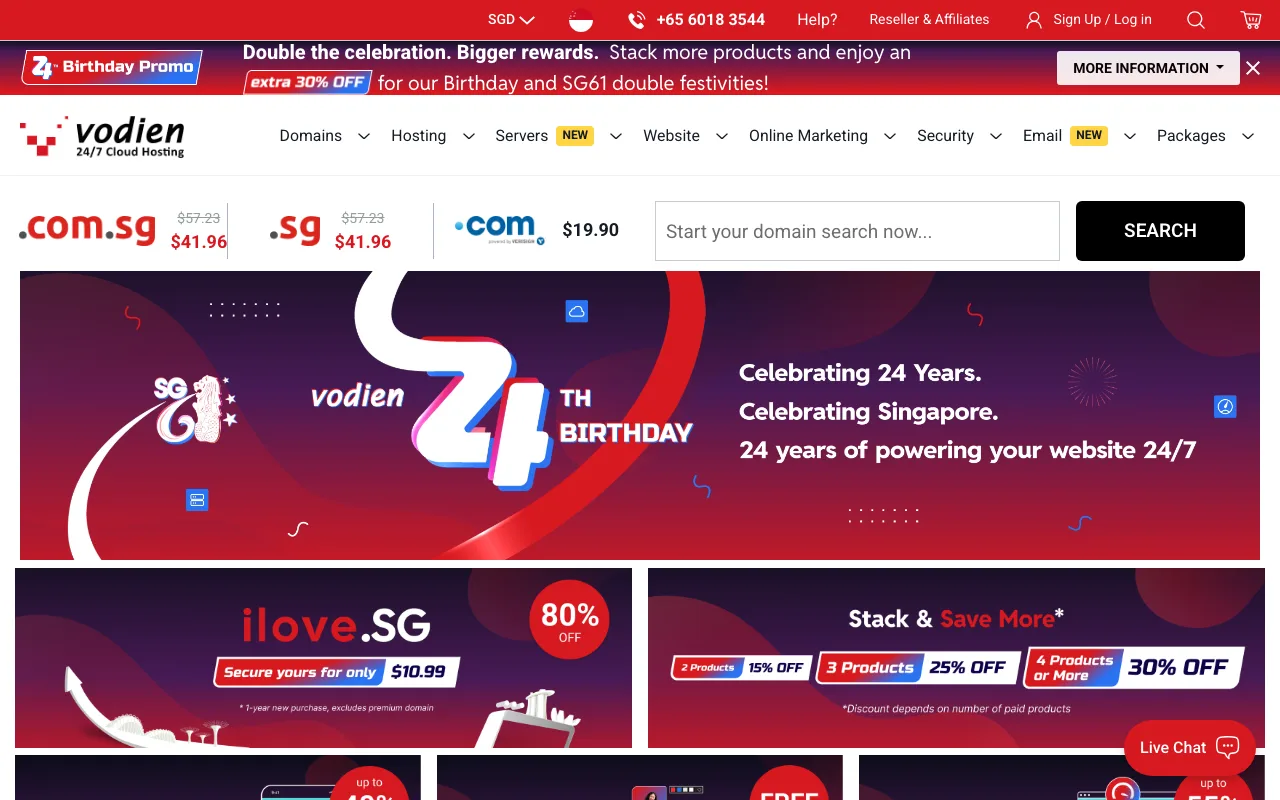 Vodien homepage