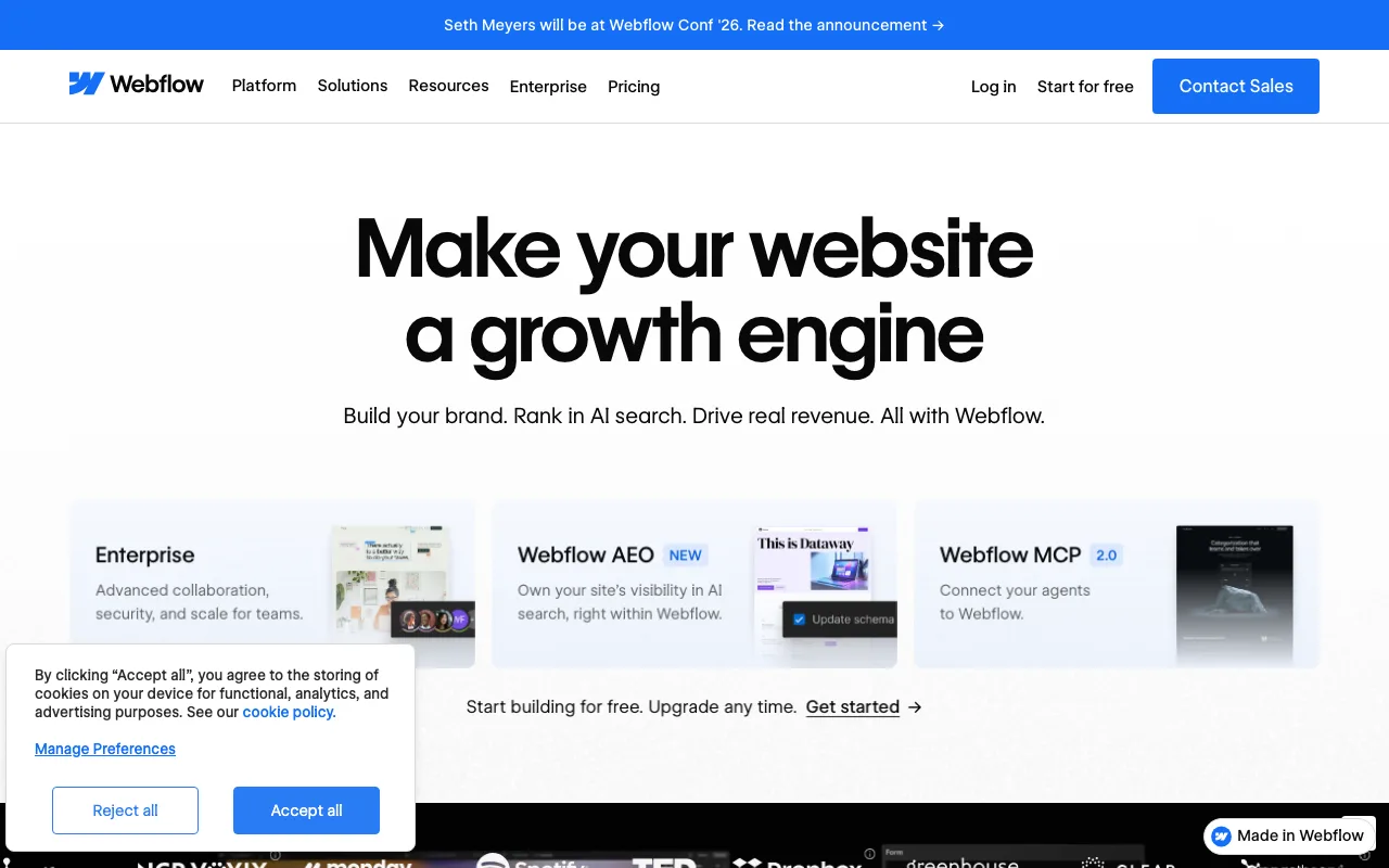 Webflow homepage